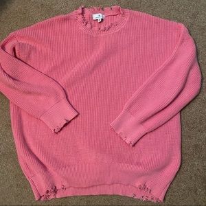 Pink distressed sweater